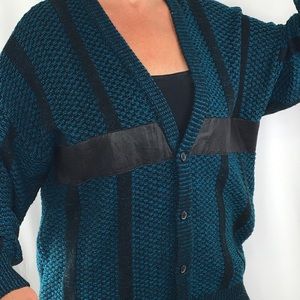 Vintage oversized grandpa cardigan sweater blue